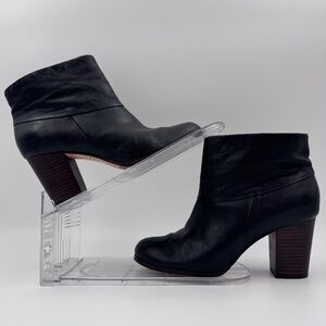 Cole Haan Nike Air Black Leather Ankle Boots - Cassidy Block Heel Women's Bootie